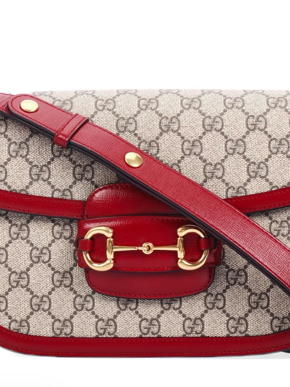 Gucci Red and Beige GG Canvas Shoulder Bag with Gold Hardware with dust bag - Picture 7 of 10